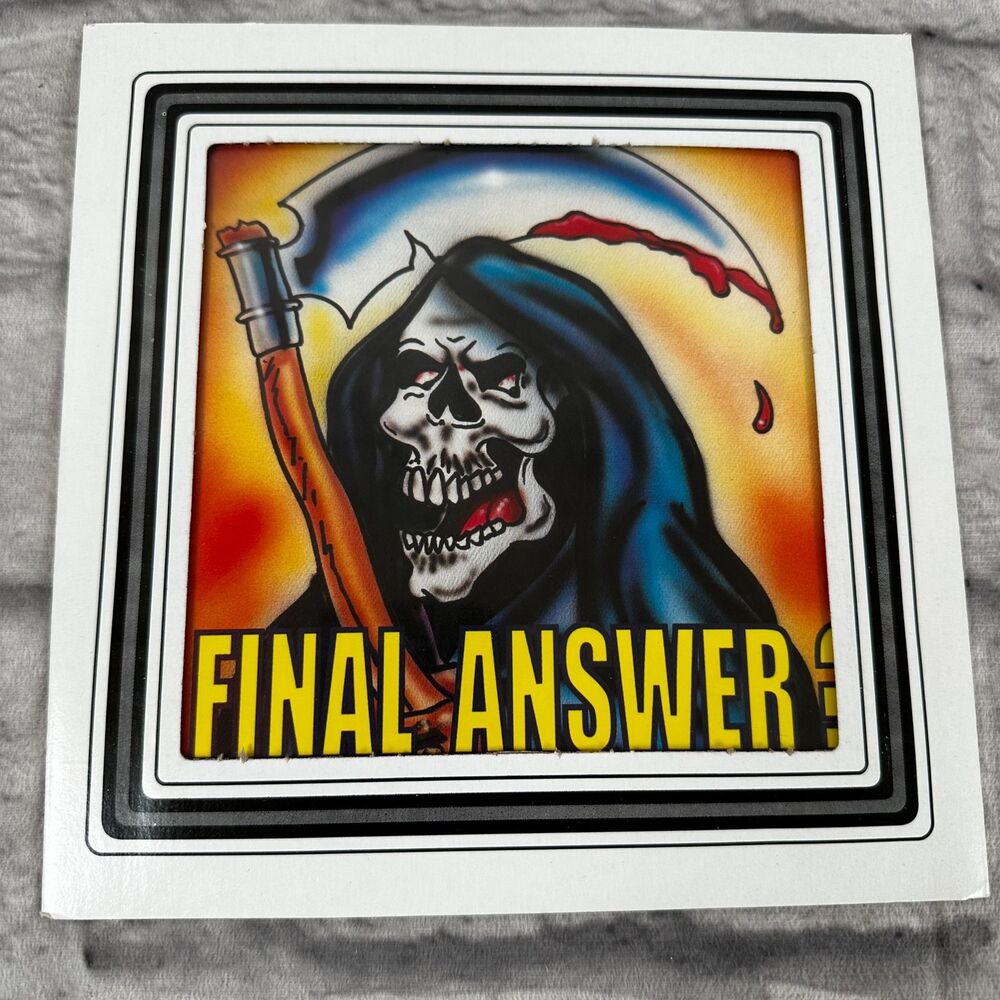VTG 90's Grim Reaper Mirror Carnival Prize Fair Art Print Glass Final Answer